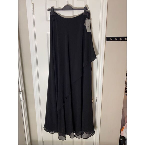 Teri Jon by Rickie Freeman NWT Black Layered Maxi Ruffle Long Skirt, Size 10 - Picture 10 of 12